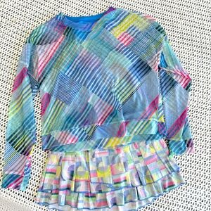 Tennis outfit 3 pieces skirt, top and top with sleeves